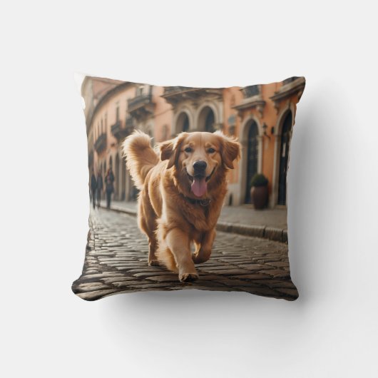 Golden Retriever Elegant Throw Pillow クッション (正面)