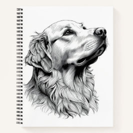Golden Retriever Engraving Style Hardcover Journal ノートブック
