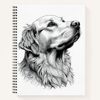 Golden Retriever Engraving Style Hardcover Journal ノートブック