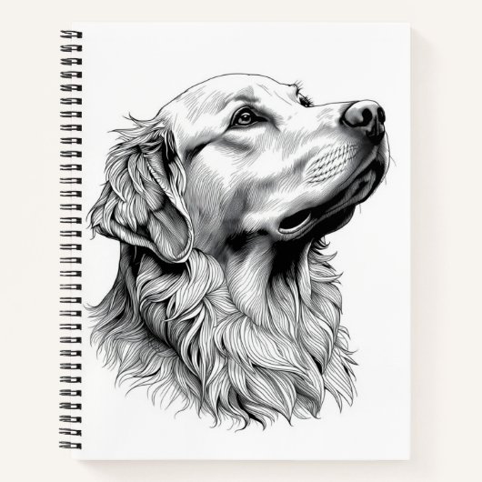 Golden Retriever Engraving Style Hardcover Journal ノートブック (正面)