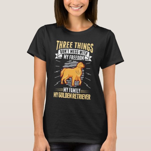Golden Retriever Family Freedom Golden Retriever Tシャツ (正面)
