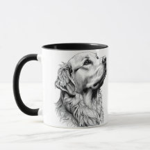 Golden Retriever Fine Line Art Portrait | Elegant 