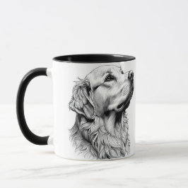 Golden Retriever Fine Line Art Portrait | Elegant  マグカップ