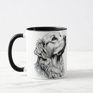 Golden Retriever Fine Line Art Portrait | Elegant  マグカップ