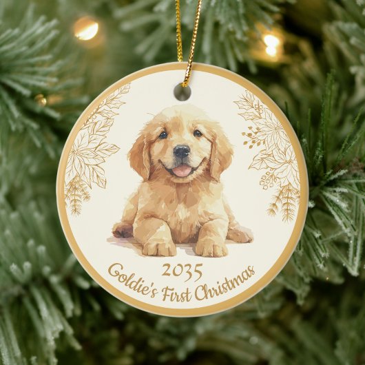 Golden Retriever First Christmas  セラミックオーナメント