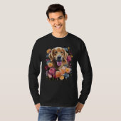 Golden Retriever Flower Bouquet Tシャツ (正面フル)