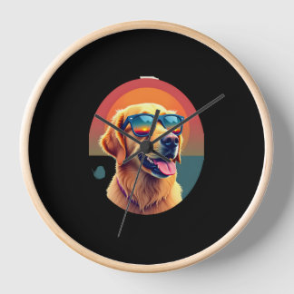 Golden Retriever for Kids Boys Girls Sunglasses Pe 壁時計