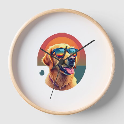 Golden Retriever for Kids Boys Girls Sunglasses Pe 壁時計 (正面)
