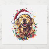 Golden Retriever Funny dog Christmas Santa Hat lig スパークリングワインラベル (シングルラベル)