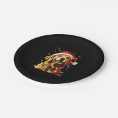 Golden Retriever Funny dog Christmas Santa Hat lig ペーパープレート (アングル)