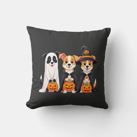 Golden Retriever Ghost Halloween Trick Or Treat Do クッション (正面)