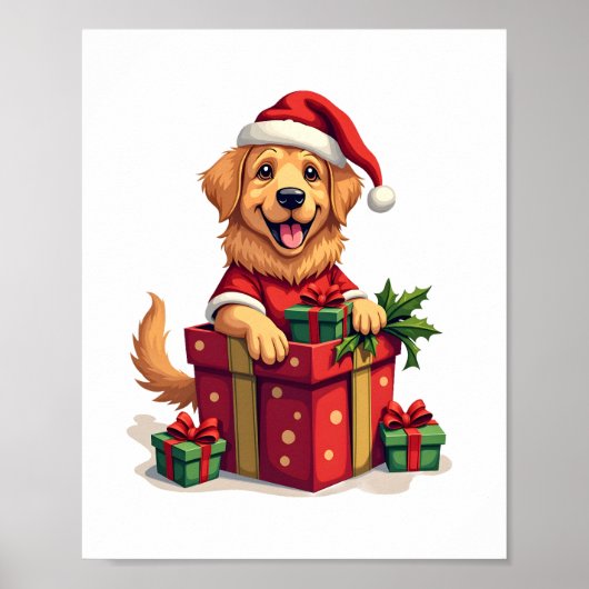 Golden Retriever Gift Wrap ポスター (正面)