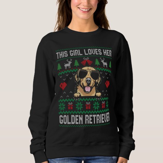 Golden Retriever Girl Cool Ugly Christmas for Dog スウェットシャツ (正面)
