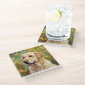 Golden Retriever Glass Coasters for Dog Lovers ガラスコースター (アングル)