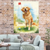 Golden Retriever Golf Watercolor Poster  ポスター