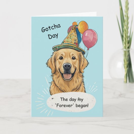Golden Retriever Gotcha Day Celebration カード (正面)