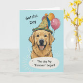 Golden Retriever Gotcha Day Celebration カード (黄色い花)