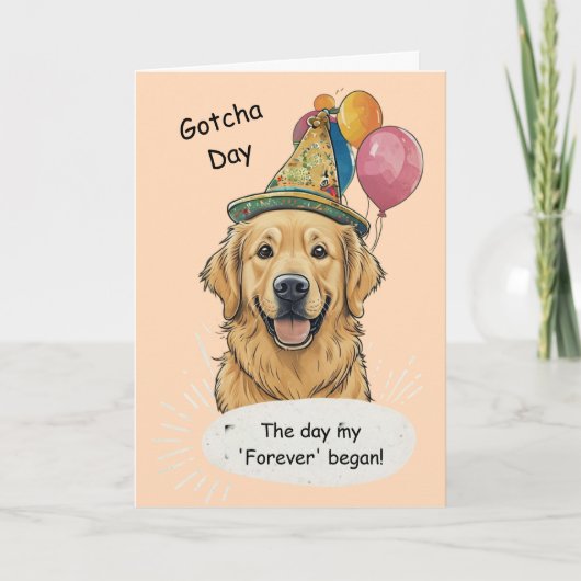 Golden Retriever Gotcha Day Celebration カード (正面)