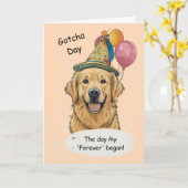 Golden Retriever Gotcha Day Celebration カード (黄色い花)