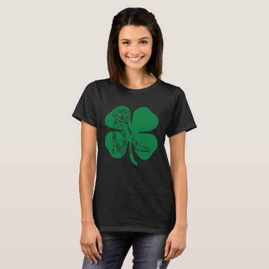 Golden Retriever Green Shamrock Saint Patrick s Da Tシャツ (正面フル)