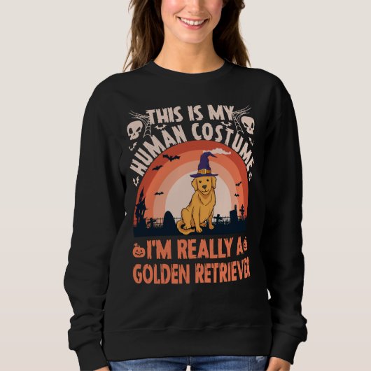 Golden Retriever Halloween Human Costume スウェットシャツ (正面)