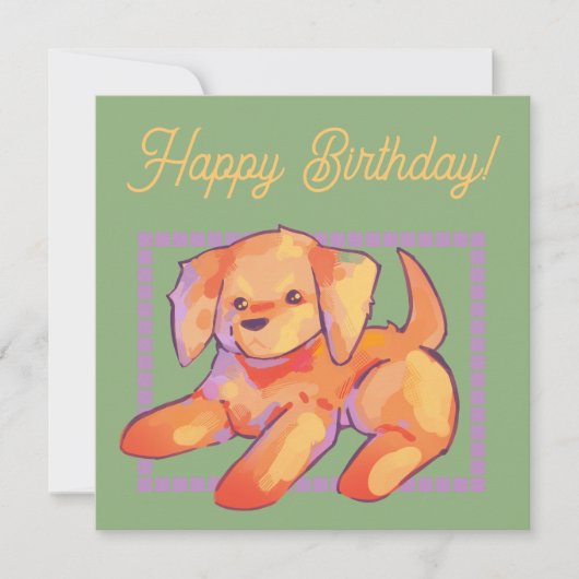 Golden retriever. Happy Birthday カード (正面)