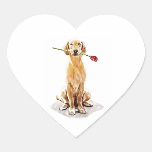 Golden Retriever Heart Sticker ハートシール (正面)