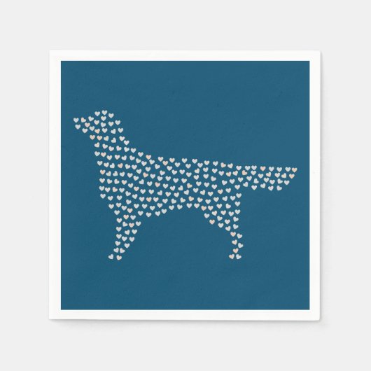 Golden Retriever Hearts スタンダードカクテルナプキン (正面)