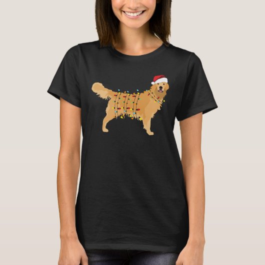 Golden Retriever Holiday Christmas Light 454 Tシャツ (正面)