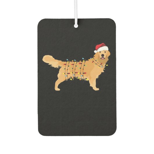 Golden Retriever Holiday Christmas Light Essential カーエアーフレッシュナー (正面)