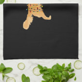 Golden Retriever Holiday Christmas Light Essential キッチンタオル (折り畳み)