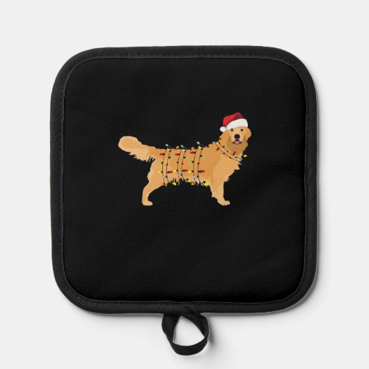 Golden Retriever Holiday Christmas Light Essential 鍋敷き (正面)