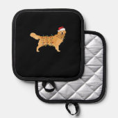 Golden Retriever Holiday Christmas Light Essential 鍋敷き (正面/裏面)