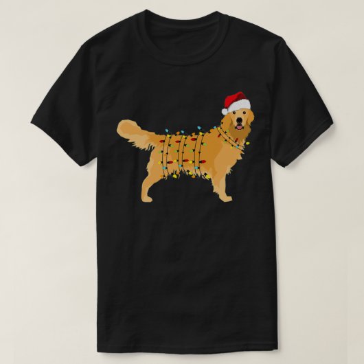 Golden Retriever Holiday Christmas Light Gift Hall Tシャツ (デザイン正面)