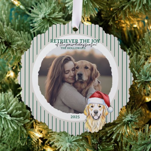 Golden Retriever Holiday Pun Photo オーナメントカード (インサイチュ (木))