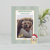 Golden Retriever Holiday Pun Photo Foil Card 箔シーズンカード (立ち正面)