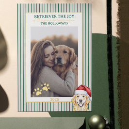 Golden Retriever Holiday Pun Photo Foil Card 箔シーズンカード