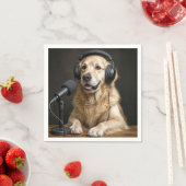 Golden Retriever Hosting a Podcast スタンダードカクテルナプキン (インサイチュ)