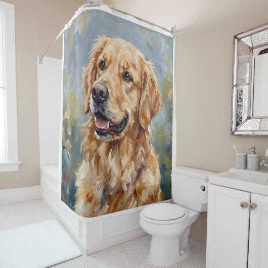 Golden Retriever Impressionist Art Shower Curtain シャワーカーテン (インサイチュ)