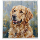 Golden Retriever Impressionist Art Shower Curtain シャワーカーテン (正面)