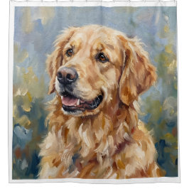 Golden Retriever Impressionist Art Shower Curtain シャワーカーテン