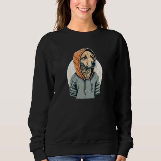 Golden Retriever In A Hoodie  Cool K9 Light Pul Ho スウェットシャツ (正面)