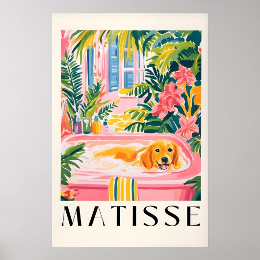 Golden Retriever in Bathtub Art Print Matisse ポスター (正面)