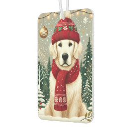 Golden Retriever in Festive Sweater - Cozy Christm カーエアーフレッシュナー