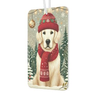 Golden Retriever in Festive Sweater - Cozy Christm カーエアーフレッシュナー