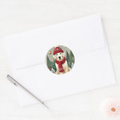 Golden Retriever in Festive Sweater - Cozy Christm ラウンドシール (封筒)
