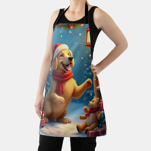 Golden Retriever in Santa’s Workshop Christmas エプロン (インサイチュ)
