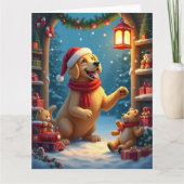 Golden Retriever in Santa’s Workshop Christmas カード (正面)