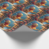 Golden Retriever in Santa’s Workshop Christmas ラッピングペーパー (角)