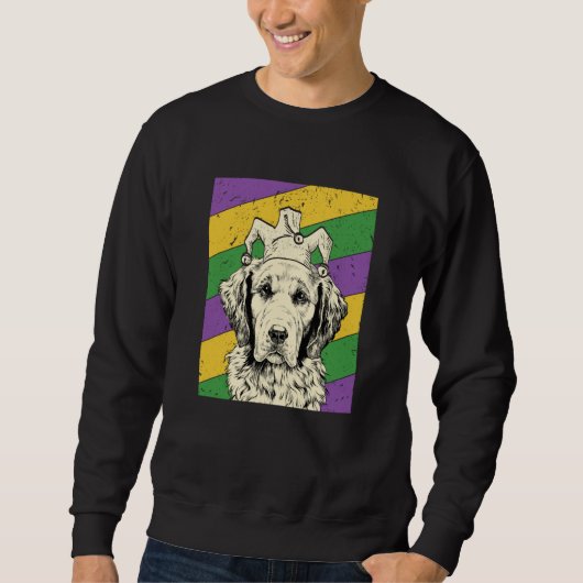 Golden Retriever Jester Mardi Gras Dog Mom or Dad スウェットシャツ (正面)